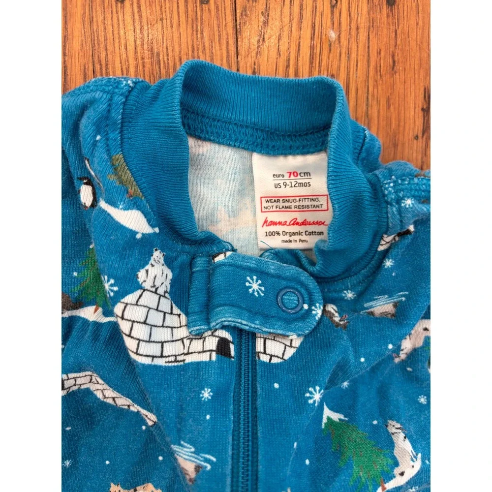 Hanna Andersson Arctic Igloo Polar Bear Organic Cotton Sleeper Blue 9-12 Months